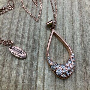 Nicole By Nicole Miller Rose Gold Rhinestone Tear Drop Necklace